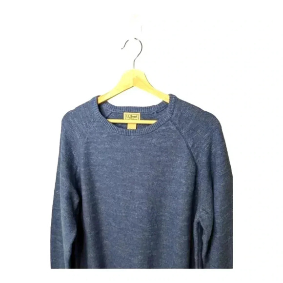 VTG L.L. Bean Mens 100% Organic Cotton Long Sleeve Blue Crewneck Sweater Size M - Picture 3 of 12